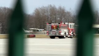 Raw video  Small plane makes belly landing at Pennsylvania airport [upl. by Joelie633]