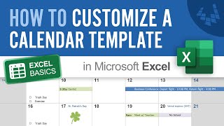 How to Customize A Calendar Template in Excel [upl. by Llyrrad]