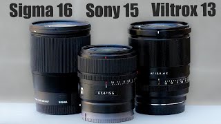 Sony 15mm f14 vs Sigma 16mm f14 vs Viltrox 13mm f14 with the ZVE10 [upl. by Whiney]