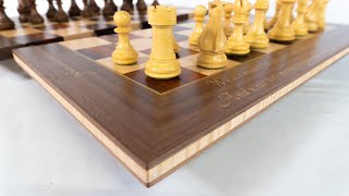 Making a Folding Chess Board from Cocobolo and Birds Eye Maple with Inlaid Quotations and Gold Leaf [upl. by Schach]