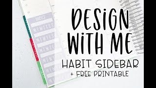 How to Make Planner Stickers  Design With Me  Habit Tracker Sidebar [upl. by Namreg]