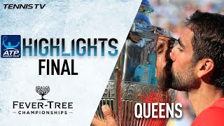 Highlights Cilic Saves Championship Point Beats Djokovic For Queens Club 2018 Trophy [upl. by Bohrer]