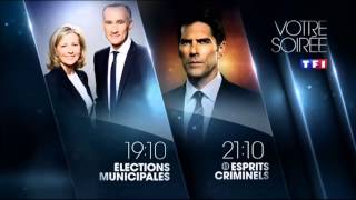 Ba Election Municipale 19h10  Esprits Criminel 21h10  LAmour Sans Preavis ce soir HD1 TF1 [upl. by Kath]