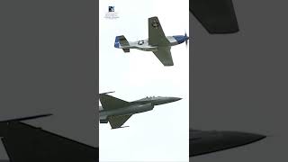 WWII era P51 Mustang and US F16 fly together shorts [upl. by Ilah940]