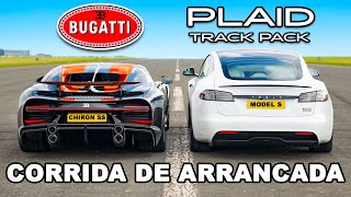 Bugatti Chiron Super Sport vs Tesla Model S Plaid Track Pack CORRIDA DE ARRANCADA [upl. by Pasquale]