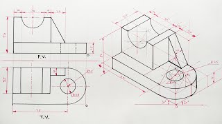 Engineering drawing  Isometric view  Isometric drawing  How to draw isometric view [upl. by Pomfrey]