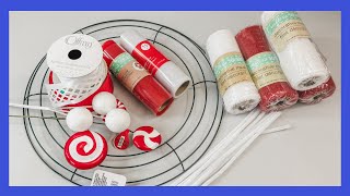 Peppermint Wreath DIY  Christmas Wreath  Dollar Tree Wreath [upl. by Wanfried390]