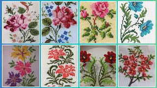 Floral cross stitch Hand embroidery thick cotton  Beautifull Hand cross stitch [upl. by Nylkaj]