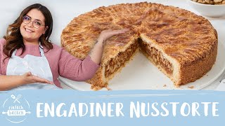 Bündner Nusstorte  Engadiner Nusstorte  Nusskuchen mit Walnüssen 😍🤫 I Einfach Backen [upl. by Kiele]