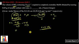 The volume of HCl containing 73 g L−1 required to completely neutralise NaOH obtained by reacting [upl. by Lipfert]