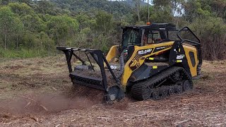 The ASV RT135 forestry mulcher clearing a house block and fence line [upl. by Leggat]