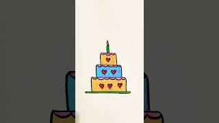 Birthday cake drawing 🎂  cake drawing easy shortsfeed [upl. by Enehs]