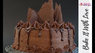 Chocolate Cake with Chocolate Buttercream Frosting  Chocolate Shard Cake  Bake It With Love [upl. by Ahseen180]