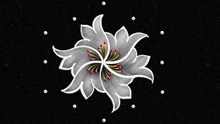 Amazing 53 dots daily flower rangoli🪷 Easy amp Simple dots kolam Flower muggulu  dots rangoli [upl. by Windsor]