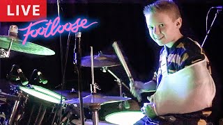 Footloose  LIVE 10 year old Drummer with broken arm [upl. by Aynosal]