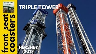 Hersheypark Triple Tower Opening Day April 8 2017 Kisses Tower POV HD OnRide Launch [upl. by Dubois965]