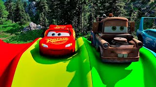 Flatbed Trailer Truck Rescue  Cars vs Rails  Speed Bumps  BeamNGDrive [upl. by Emarie]