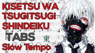 Tokyo Ghoul Root A  Kisetsu wa Tsugitsugi Shindeiku Ending Guitar Tutorial  TABS Slow Tempo [upl. by Amles]