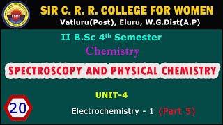 20 BSc 24  Spectroscopy amp Physical Chemistry  Unit 4  Electrochemistry  1 Part 5 [upl. by Attolrac]