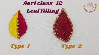 Aari class12leaf filling with buttonhole stitch [upl. by Ynaffital]