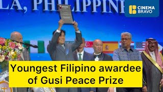 SAM SV VERZOSA becomes youngest Filipino to receive the Gusi Peace Prize for his philantrophic works [upl. by Roobbie]