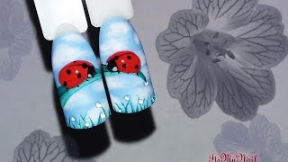 🐞Дизайн ногтей гель лаком🐞Рисуем божью коровку на ногтях🐞Nail Design Shellac🐞 [upl. by Dhaf801]