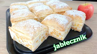 Kremówka  ciasto z jabłkami na cieście francuskim 🍏 szybki i pyszny jabłecznik do kawy ☕ [upl. by Pellegrini318]