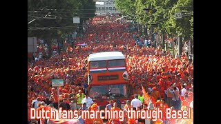 Dutch fans marching through Basel [upl. by Minerva]