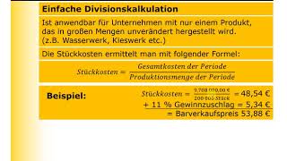 KLR  Kostenrechnung  Divisionskalkulation [upl. by Millhon]