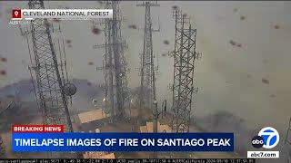 TIMELAPSE Wildfire destroys Silver Peak weathermonitoring station on Santiago Peak [upl. by Akinaj456]