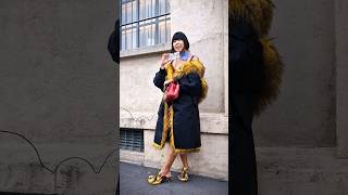 Milan Fashion Week Street Style Day 3 Prada Moschino and Emporio Armani [upl. by Anirbak]