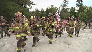 Georgia firefighters first responders climb Stone Mountain to honor those lost on 911 [upl. by Mastat]