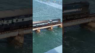 Rameswaram train Pamban seabridge Seabridge Hanging bridge [upl. by Akcimahs]