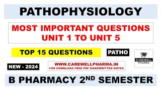 Pathophysiology b pharm 2nd semester important questions  Carewell pharma [upl. by Moreland585]