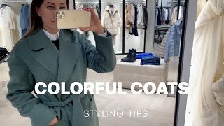 HOW TO STYLE COLORFUL COATS FOR WINTER Massimo Dutti Zara Mango [upl. by Melonie112]