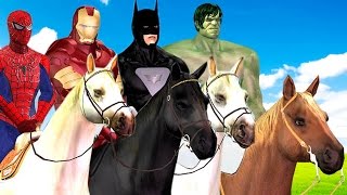 Horse Racing Videos Ironman Captain America Hulk Spiderman Horse Race  Cartoons for Children [upl. by Ada794]