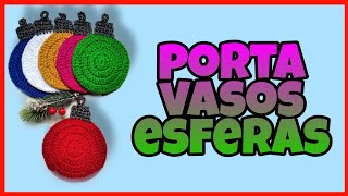 Cómo hacer unos PORTAVASOS 🥃 navideños en forma de ESFERA 🔵 tejidos en CROCHET 🧶 [upl. by Wadleigh359]