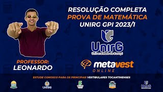 Prova de matemática UNIRG GPI 20231 [upl. by Colfin]