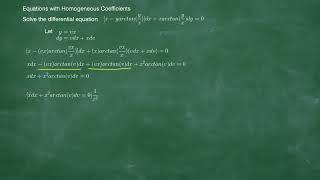 DE with homogeneous coefficients xyarctanyxdxxarctanyxdy0 [upl. by Eidolem255]