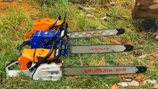 Stihl MS881 Husqvarna 3120xp and Holzfforma G888  120cc class big chainsaws [upl. by Trude]