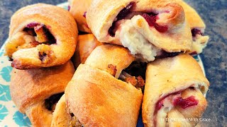 Turkey Cranberry Croissant  Thanksgiving in a Blanket  Leftover Thanksgiving Turkey Recipes [upl. by Kordula]