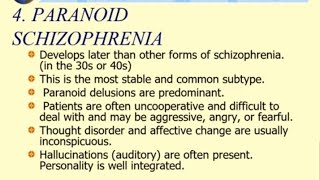 Schizophrenia  part 2 types of schizophreniamanagement of schizophreniareuben [upl. by Nnaasil]