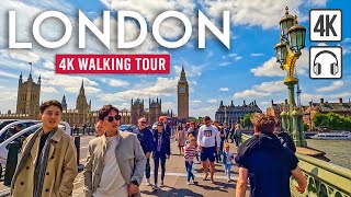 LONDON 4K Walking Tour UK  4h Tour with Captions amp Immersive Sound 4K Ultra HD60fps [upl. by Oalsinatse]