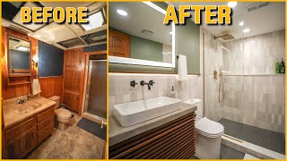 DIY Small Bathroom Remodel  Start to Finish Renovation and Design [upl. by Brigitta]