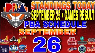 pba standings today September 25 2024  games results  games schedule September 26 2024 [upl. by Leivad174]