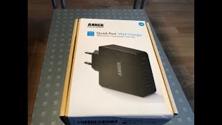 Anker Quad Port Wall ChargerUSB LadegerätUnboxingTestdeutsch [upl. by Nollid]