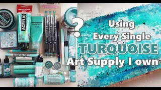 Art Journal using ONLY TURQUOISE Art Supplies ♡ Maremis Small Art ♡ [upl. by Sillig]