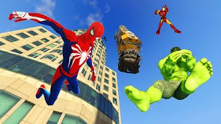 SPIDERMAN amp Superheroes Team Jumping Off Highest Buildings Fails amp Ragdolls [upl. by Parke617]