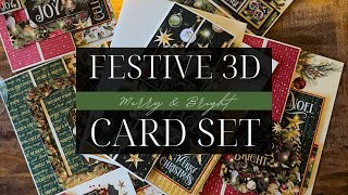 How To Make 3D Holiday Cards With Graphic 45 Merry amp Bright Kit – StepByStep Guide [upl. by Joshi]