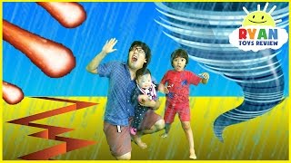 NATURAL DISASTER SURVIVAL Family Fun Kids Pretend Playtime Ryan ToysReview [upl. by Aguste887]